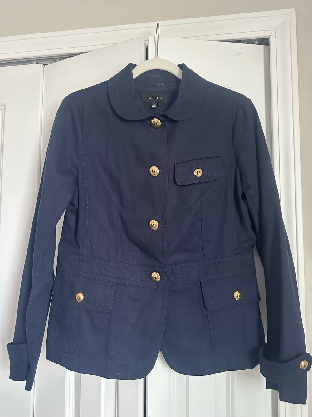 Talbots Navy Gold-Button Women's Blazer Jacket